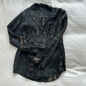 Rails Silk Tie Dye pajama collar blouse size small
